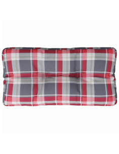 Cuscino per Pallet a Quadri Rossi 80x40x12 cm in Tessuto 2