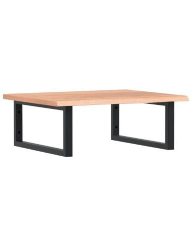 Ripiano a Parete per Lavabo in Acciaio e Massello di Rovere