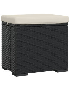 Ottomana con Cuscino Nero 40x30x40 cm in Polyrattan