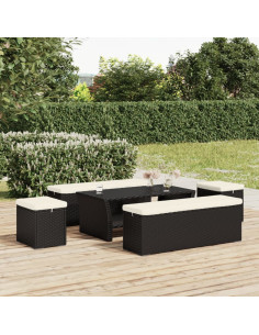 Ottomana con Cuscino Nero 40x30x40 cm in Polyrattan 2