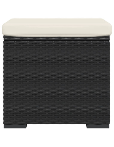 Ottomana con Cuscino Nero 40x30x40 cm in Polyrattan