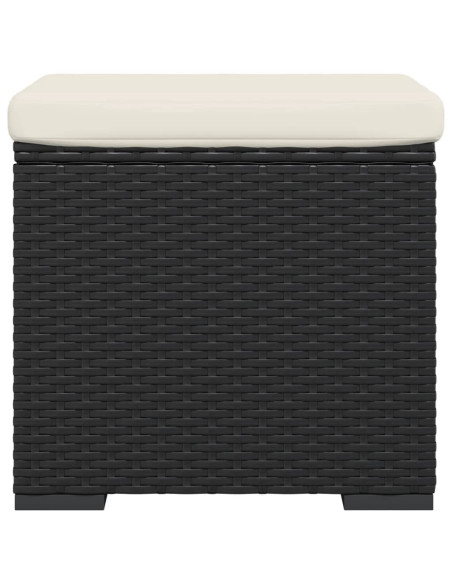 Ottomana con Cuscino Nero 40x30x40 cm in Polyrattan