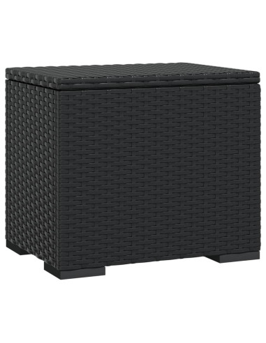 Ottomana con Cuscino Nero 40x30x40 cm in Polyrattan