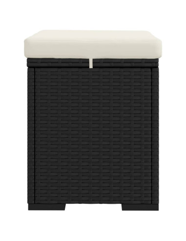 Ottomana con Cuscino Nero 40x30x40 cm in Polyrattan