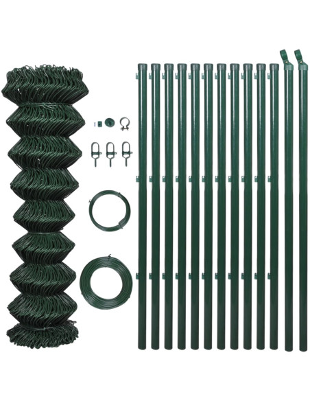 Recinzione in Rete con Pali in Acciaio 1x25 m Verde