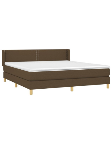 Giroletto a Molle con Materasso Marrone Scuro 160x200cm Tessuto