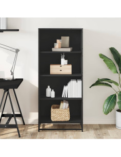 Libreria Nera 60x35x139 cm in Truciolato 2