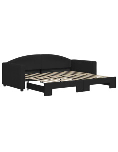 Divano Letto con Letto Estraibile Nero 90x190 cm in Tessuto
