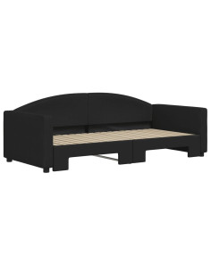 Divano Letto con Letto Estraibile Nero 90x190 cm in Tessuto 2