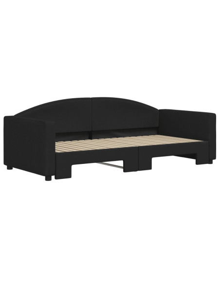 Divano Letto con Letto Estraibile Nero 90x190 cm in Tessuto