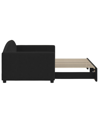 Divano Letto con Letto Estraibile Nero 90x190 cm in Tessuto