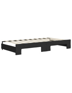 Divano Letto Estraibile con Cassetti Nero 90x190 cm in Tessuto 2