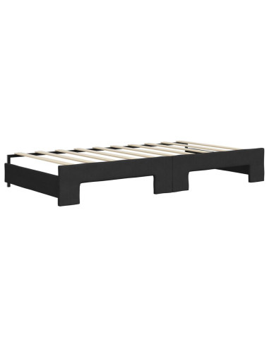 Divano Letto Estraibile con Cassetti Nero 90x190 cm in Tessuto