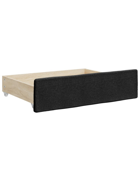Divano Letto Estraibile con Cassetti Nero 90x190 cm in Tessuto