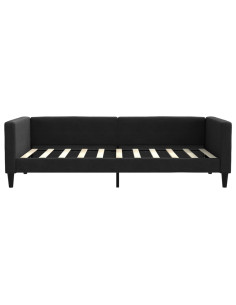 Divano Letto Estraibile con Cassetti Nero 90x190 cm in Tessuto
