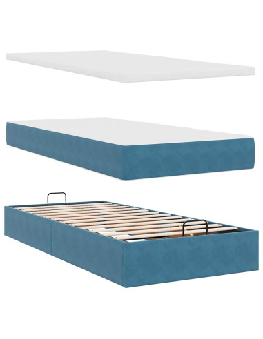 Struttura Letto Pouf con Materassi 160x200 cm Velluto