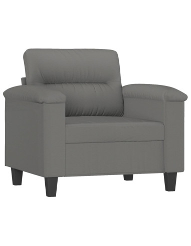 Set Divani 4 pz con Cuscini Grigio Scuro in Tessuto Microfibra