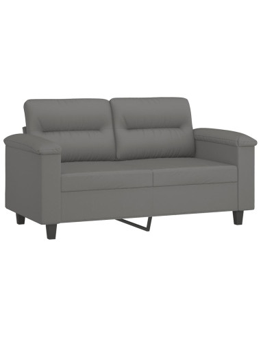 Set Divani 4 pz con Cuscini Grigio Scuro in Tessuto Microfibra