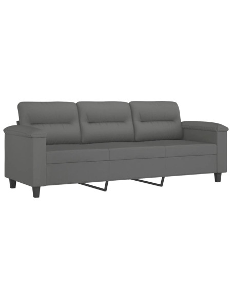 Set Divani 4 pz con Cuscini Grigio Scuro in Tessuto Microfibra
