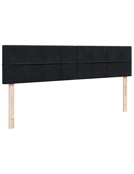 Struttura Letto Pouf con Materasso Nero 160x200 cm in Velluto
