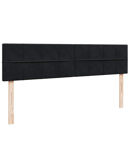 Struttura Letto Pouf con Materasso Nero 160x200 cm in Velluto