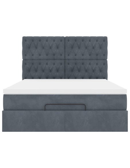 Struttura Letto Pouf con Materassi 140x200 cm in Velluto