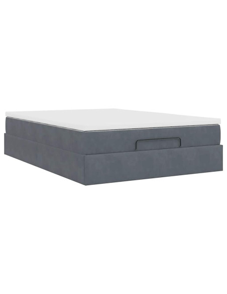 Struttura Letto Pouf con Materasso 140x200 cm in Velluto
