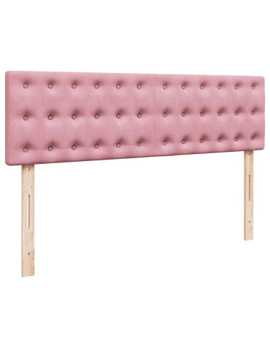 Struttura Letto Pouf con Materasso Rosa 160x200 cm in Velluto