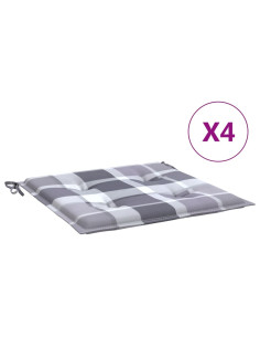 Cuscini per Sedia 4 pz a Quadri Grigi 40x40x3cm Tessuto Oxford 2
