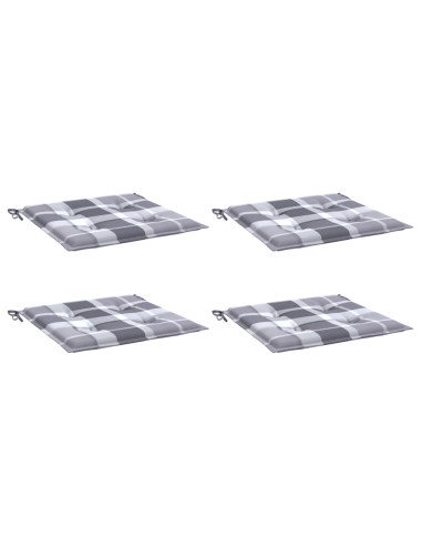 Cuscini per Sedia 4 pz a Quadri Grigi 40x40x3cm Tessuto Oxford