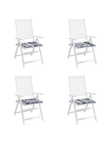Cuscini per Sedia 4 pz a Quadri Grigi 40x40x3cm Tessuto Oxford
