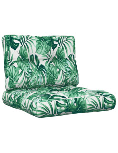 Cuscini per Pallet 2 pz Motivo a Foglie Tessuto 2