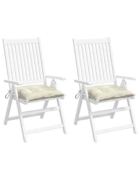 Cuscini per Sedia 2pz Bianco Crema 40x40x7 cm in Tessuto Oxford