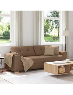 Marrone Tessuto in Poliestere, Struttura in Legno Grande 2