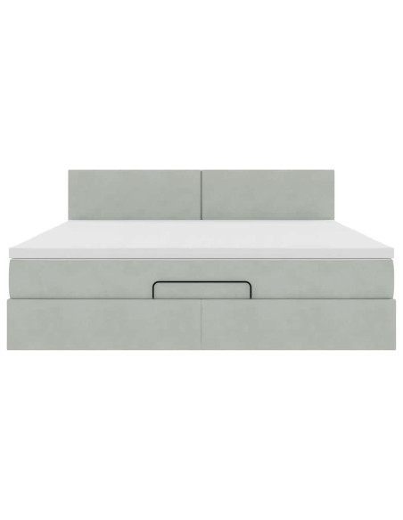Struttura Letto Pouf con Materasso 160x200 cm in Velluto