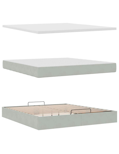 Struttura Letto Pouf con Materasso 160x200 cm in Velluto