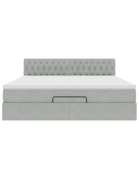 Struttura Letto Pouf con Materasso 160x200 cm in Velluto