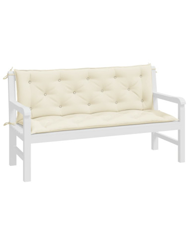 Cuscini Panca Giardino 2pz Bianco Crema 150x50x7 Tessuto Oxford