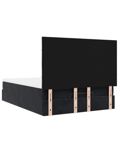 Struttura Letto Pouf con Materassi Nero 140x200 cm in Velluto