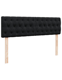 Struttura Letto Pouf con Materasso Nero 140x200 cm in Velluto 2