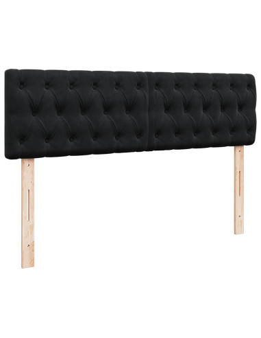 Struttura Letto Pouf con Materasso Nero 140x200 cm in Velluto