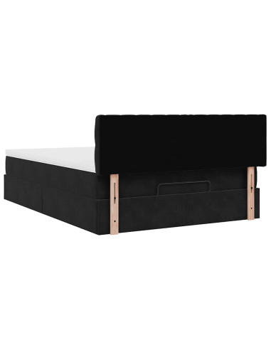 Struttura Letto Pouf con Materasso Nero 140x200 cm in Velluto