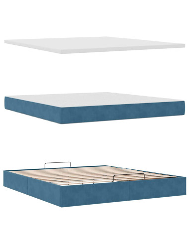 Struttura Letto Pouf con Materasso 160x200 cm in Velluto