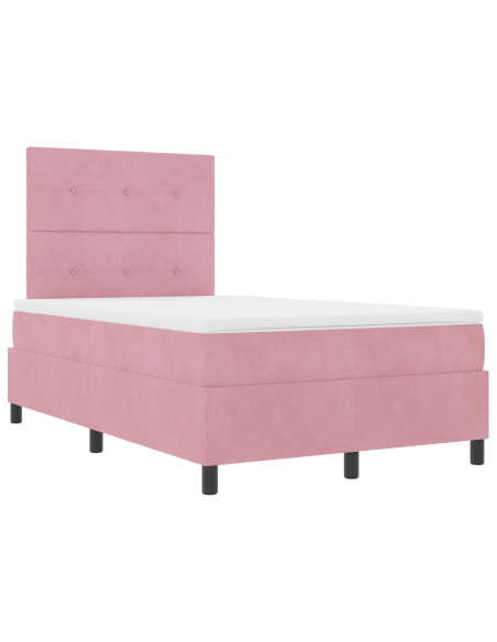 Letto a molle con materasso  Rosa 120x200 cm Velluto