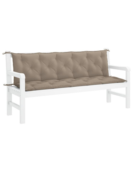 Cuscini Panca da Giardino 2pz Tortora 180x50x7cm Tessuto Oxford