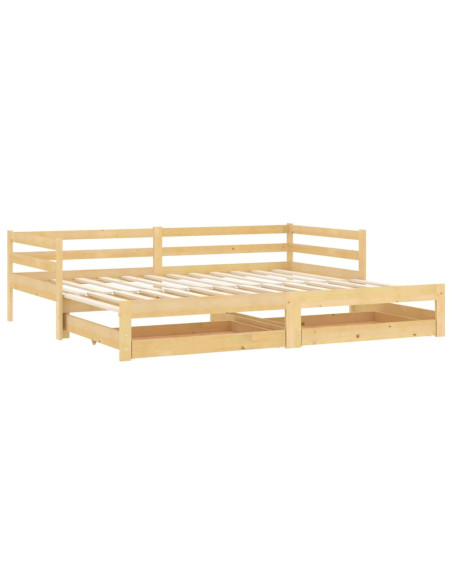 Dormeuse Estraibile 2x(90x200) cm in Legno Massello di Pino