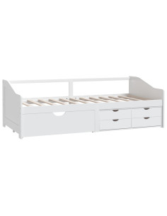 Divano Letto 3 Posti con Cassetti Bianco Pino Massello 90x200cm 2