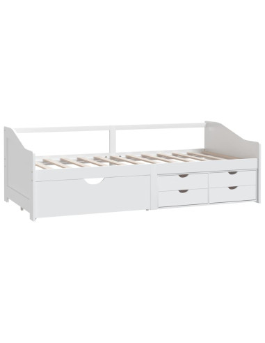 Divano Letto 3 Posti con Cassetti Bianco Pino Massello 90x200cm