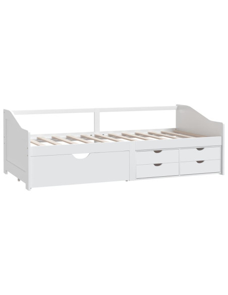 Divano Letto 3 Posti con Cassetti Bianco Pino Massello 90x200cm