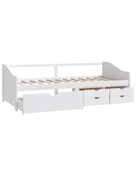 Divano Letto 3 Posti con Cassetti Bianco Pino Massello 90x200cm
